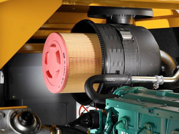 A new air compressor filter element installed on the compressor. 