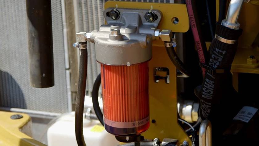 A piece of filter element on the excavator.