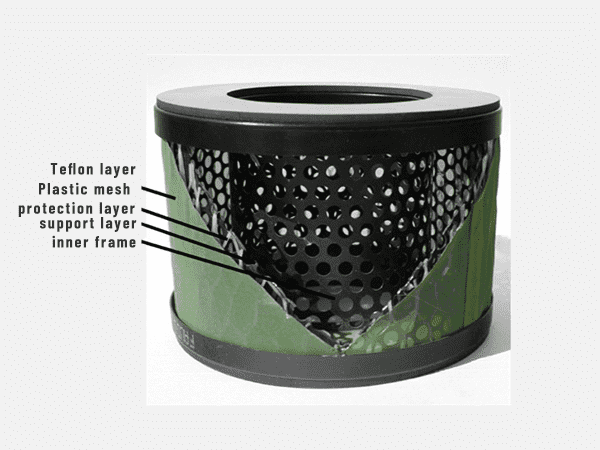 A detailed structure of separating filter element for fuel oil.